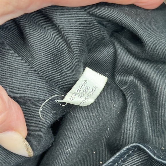 Halogen Pebble leather tote in black with cow hair zebra strip when expanded - Picture 10 of 10